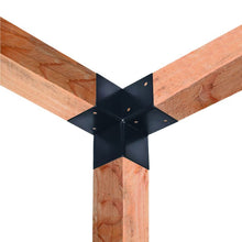 Afbeelding in Gallery-weergave laden, Gegalvaniseerd verbindingsstuk 3-weg hoekmodel voor vierkante palen 12 x 12 cm zwart gepoedercoat